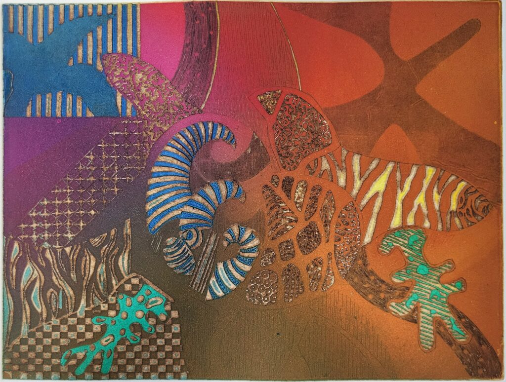 L'Atlantide, gravure en couleurs simultanées, par Gilles Laloum