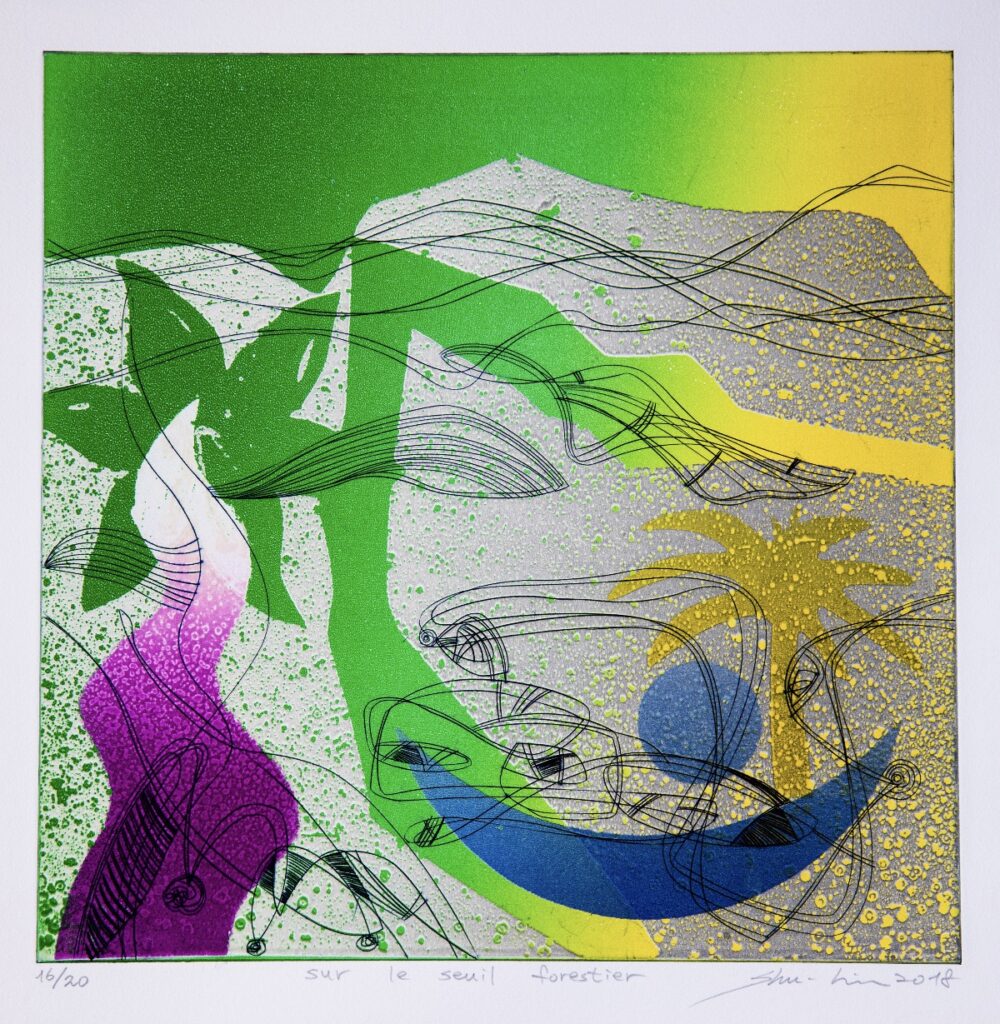 gravure de Shulin Chen, Sur le seuil forestier (2018)