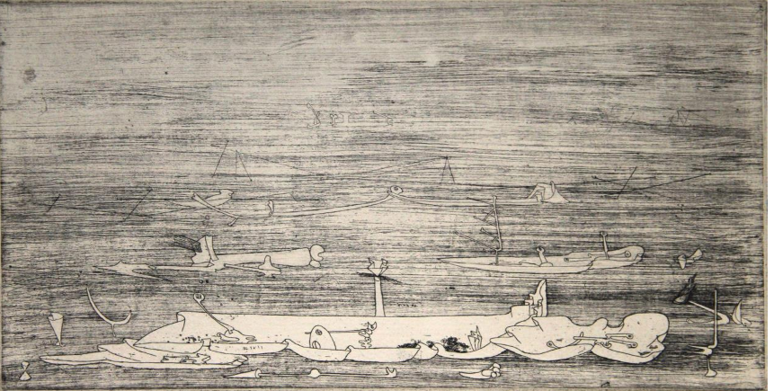 Yves Tanguy, gravure sans titre (1937), 12 x 22 cm.