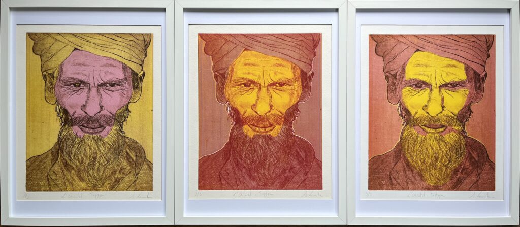 gravure de Sébastien Lacombe, L'oriental - Variation autour de trois couleurs (2025)