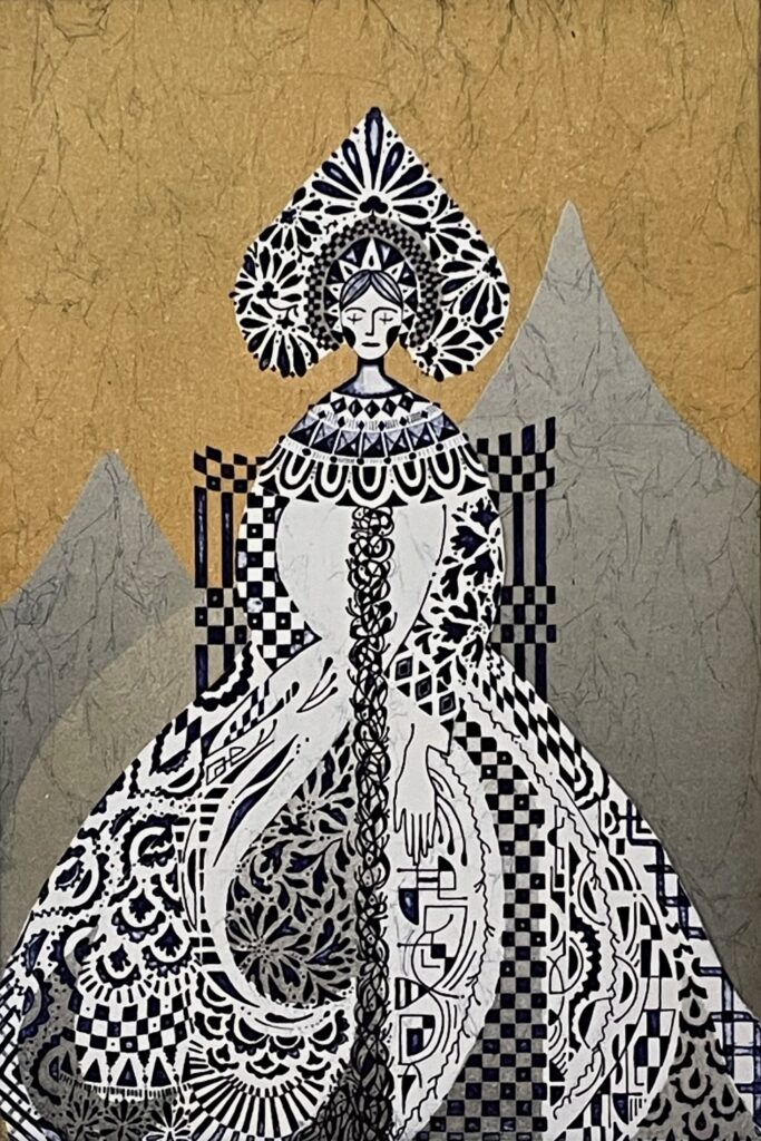 gravure de Kayoko Konomi, La dame de pique (2025), 30 x 20 cm, eau-forte.