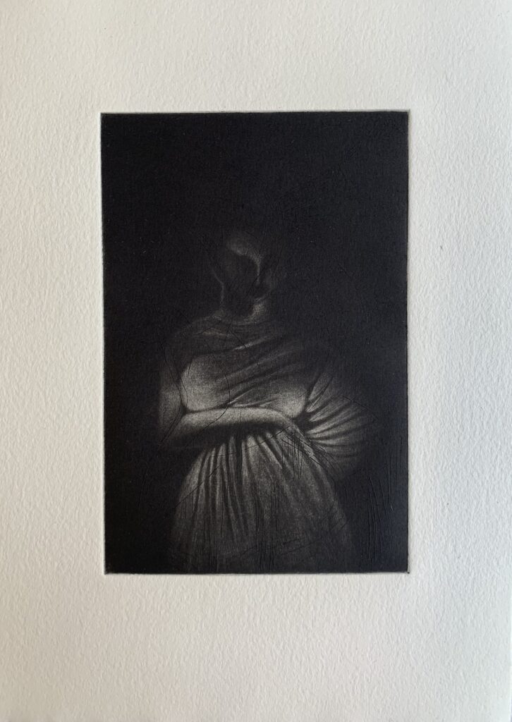 Gravure de Matteo Normand, Sans titre (2026). 10 x 15 cm, manière noire.